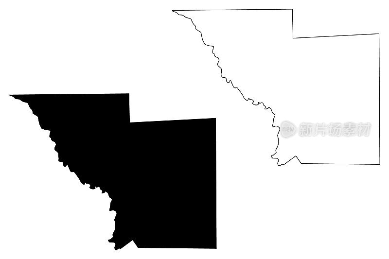 得克萨斯州韦布县(县在得克萨斯州，美国，美国，美国)地图矢量插图，涂鸦草图韦布地图