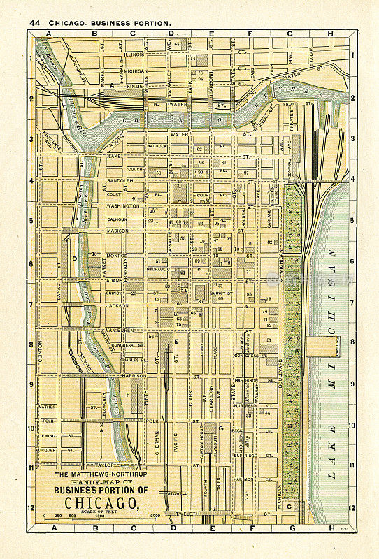 芝加哥伊利诺斯州地图1898