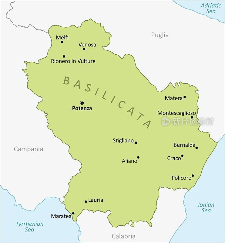 巴斯利卡塔地区地图