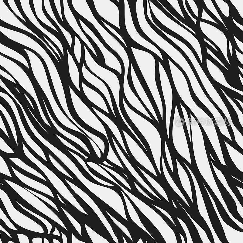 抽象的黑白波浪线纹理图案背景