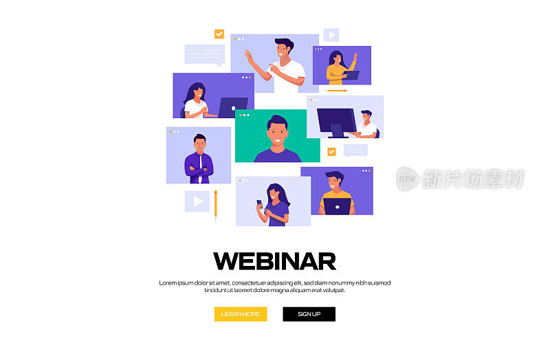 本次网络研讨会为网站横幅，广告和营销材料，在线广告，商业演示等提供概念矢量插图。