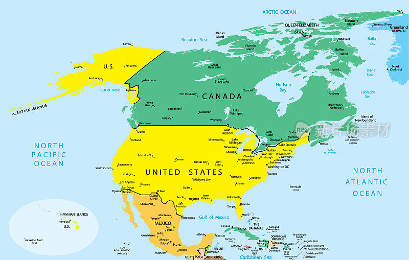北美地图国家