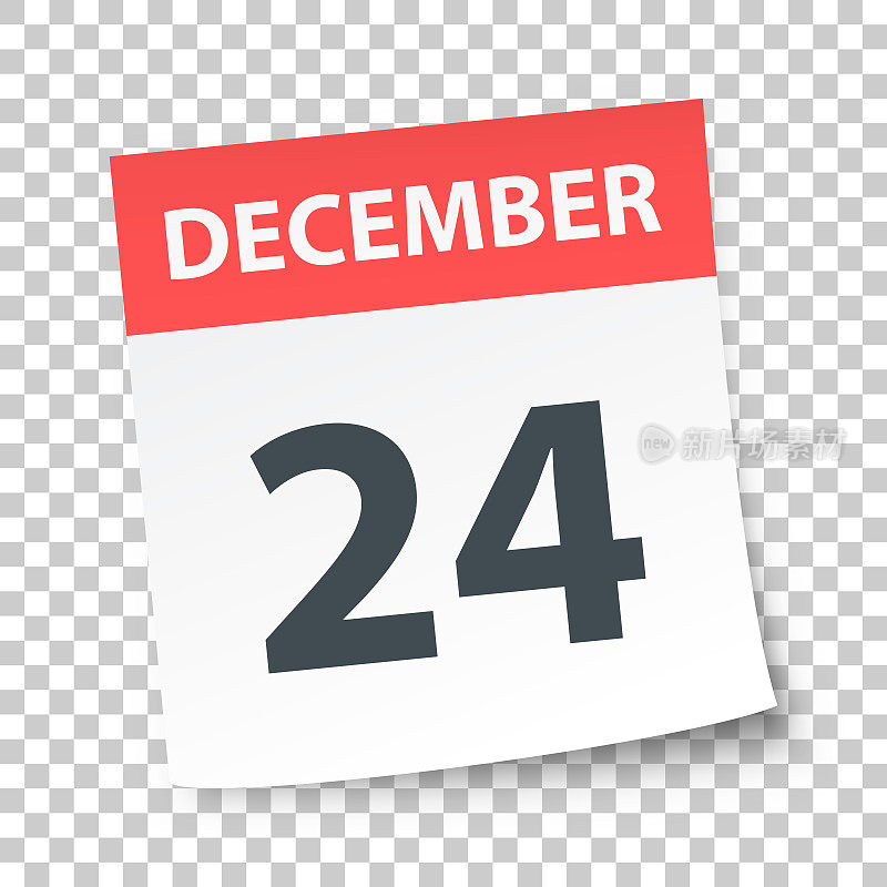 12月24日-每日日历在空白背景