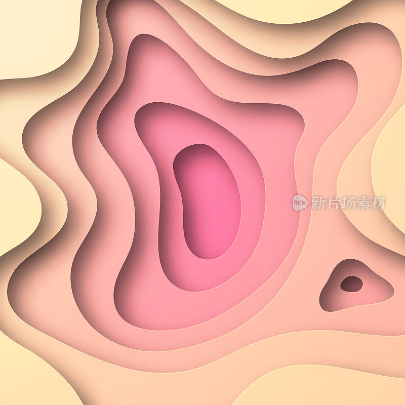剪纸背景-橙色抽象波浪形状-流行的3D设计