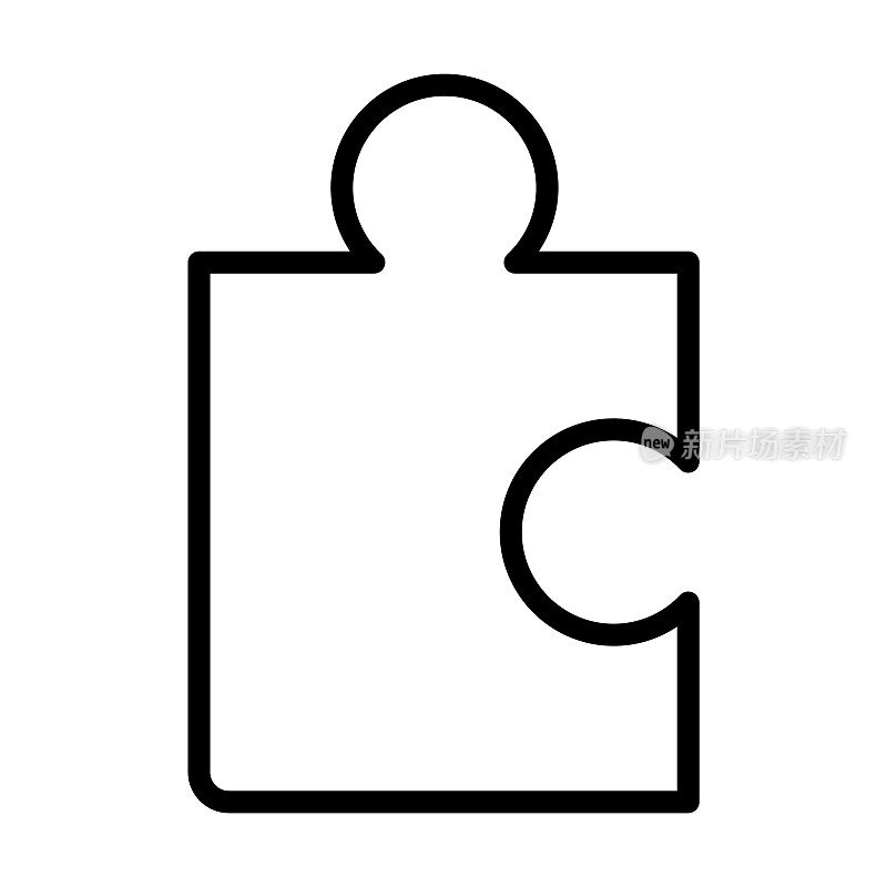 拼图游戏块图标从业务收集。薄线性拼图游戏块，拼图，游戏轮廓图标孤立在白色背景。线向量拼图游戏块符号，网页和移动的符号。