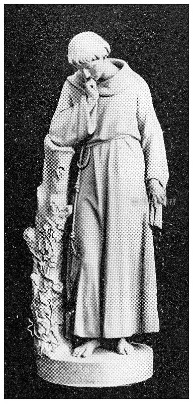 加利福尼亚的古董旅行照片:修士雕像