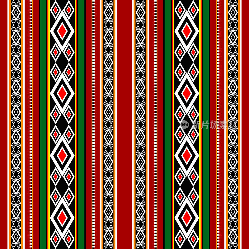 土著织物无缝图案彩色矢量插图