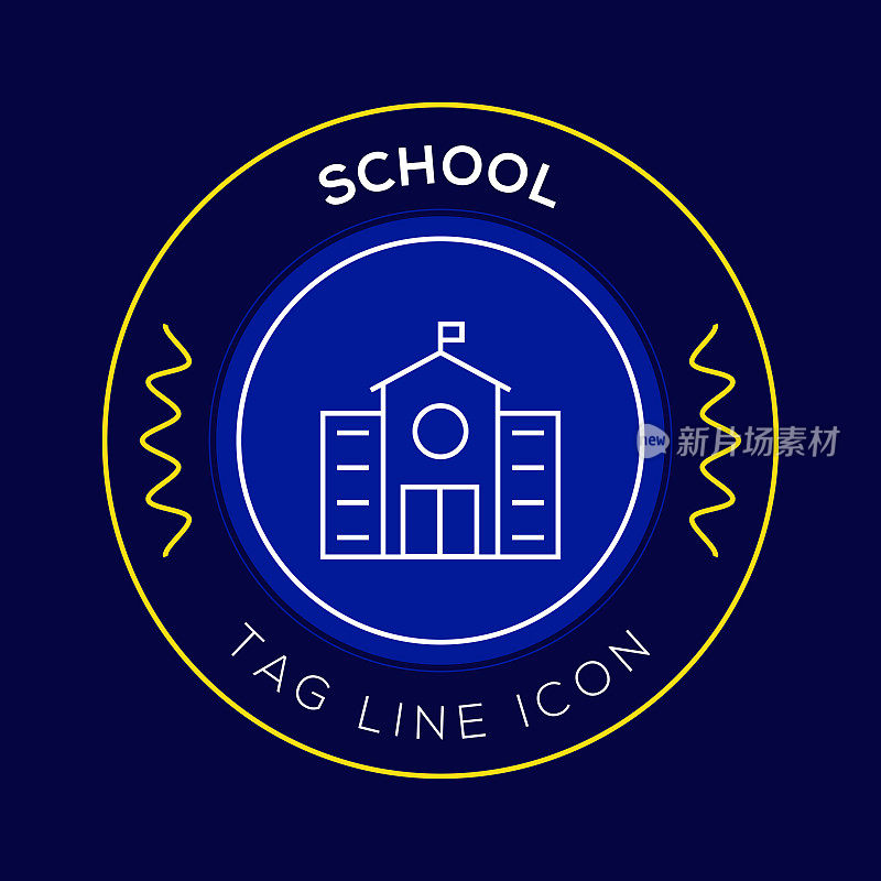 学校圈徽章，现代标志矢量图标设计线条风格
