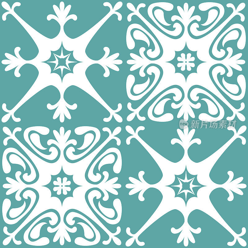Azulejo无缝图案时尚潮流瓷砖设计元素厨房后挡板，矢量插图