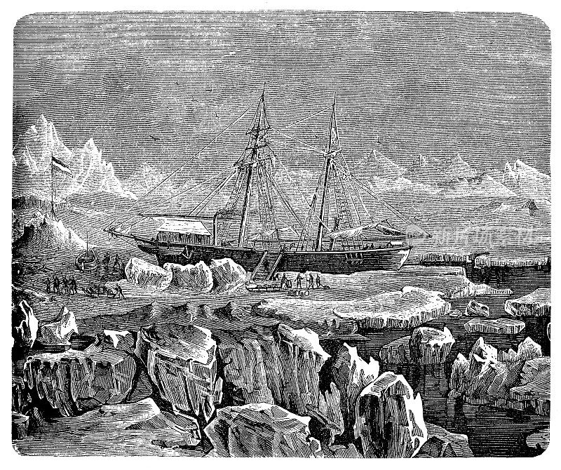 螺旋桨汽船日耳曼尼亚号进入北极地区为德国远征格陵兰岛和北极海1869-1870年，发现了凯撒弗朗茨约瑟夫峡湾