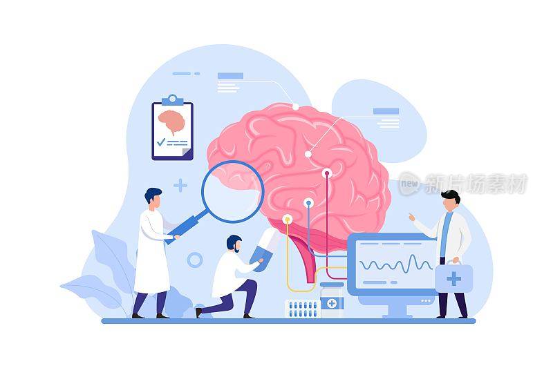 医生检查和治疗人类的大脑和神经系统