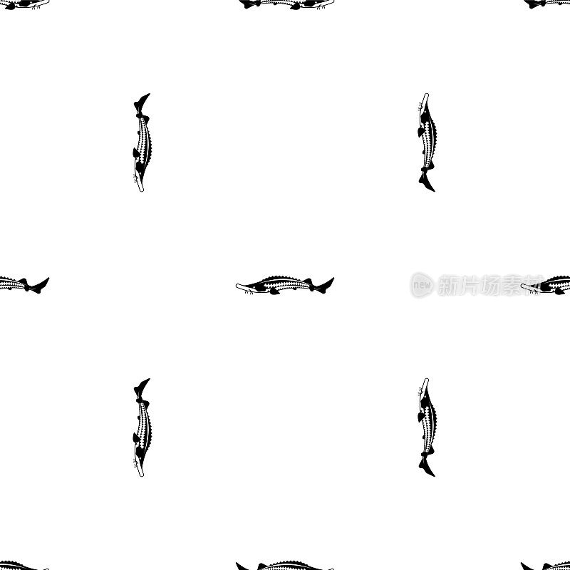 鲟鱼图案无缝。鱼的背景。矢量纹理