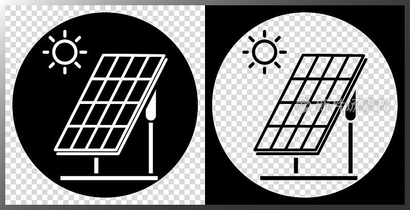 太阳能电池板和能源图标。