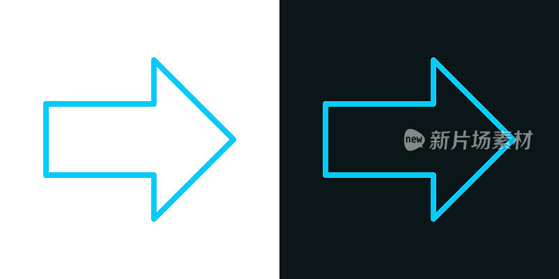 右箭头。黑色或白色背景上的双色线条图标-可编辑笔触