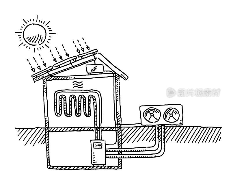 建筑热泵截面图