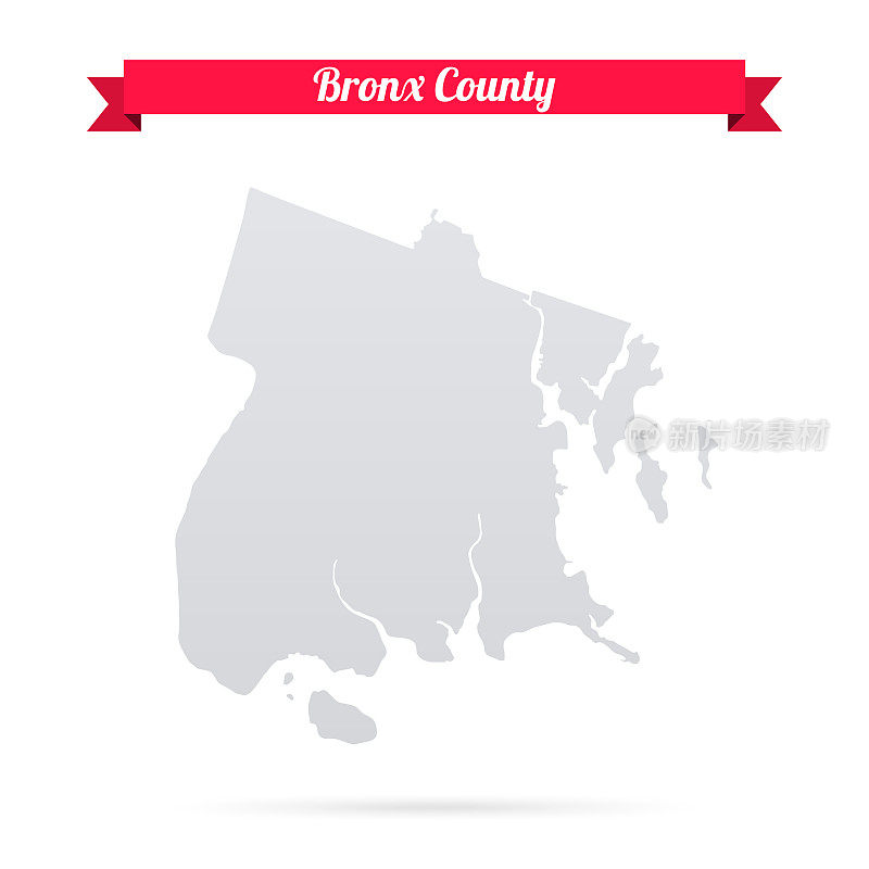布朗克斯县，纽约。白底红旗地图