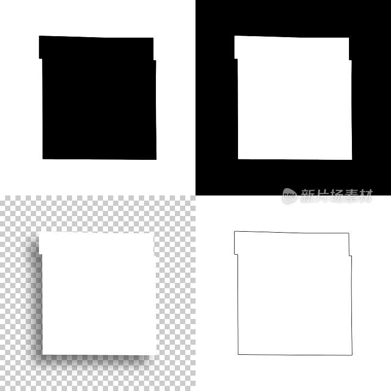克拉克县，堪萨斯州。设计地图。空白，白色和黑色背景