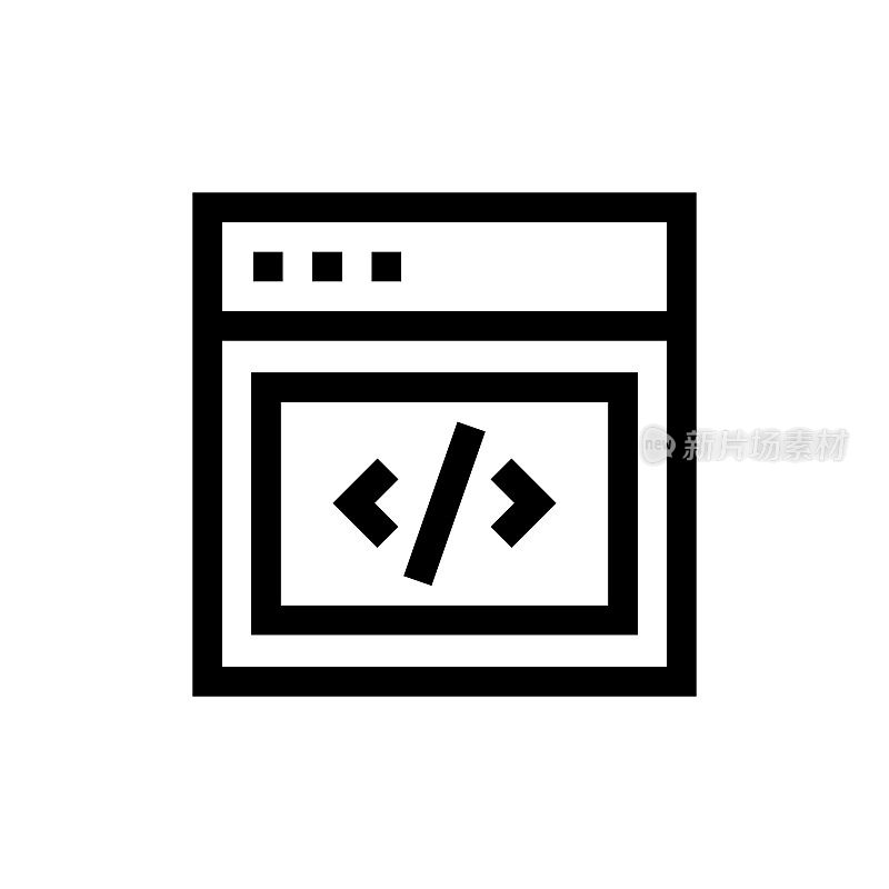 网页编码线图标,设计,像素完美,可编辑笔画。标志、标志、符号。网页设计与开发。