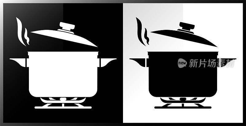 烹饪锅和锅图标。