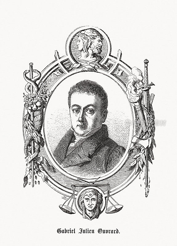 加布里埃尔-朱利安・欧弗拉(法国金融家，1770-1846)，木版画，1869年出版