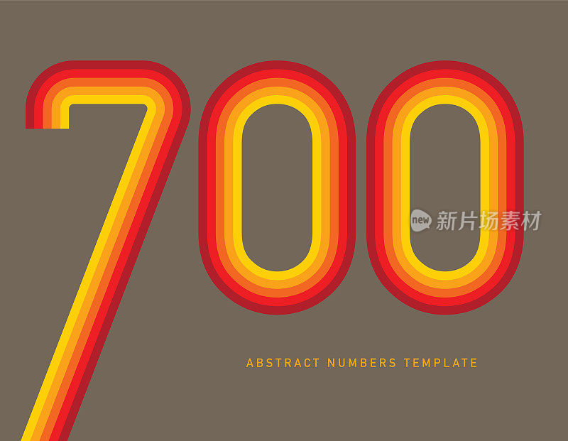 700号。抽象号码模板。周年纪念数字模板隔离，周年纪念图标标签，周年纪念符号矢量股票插图