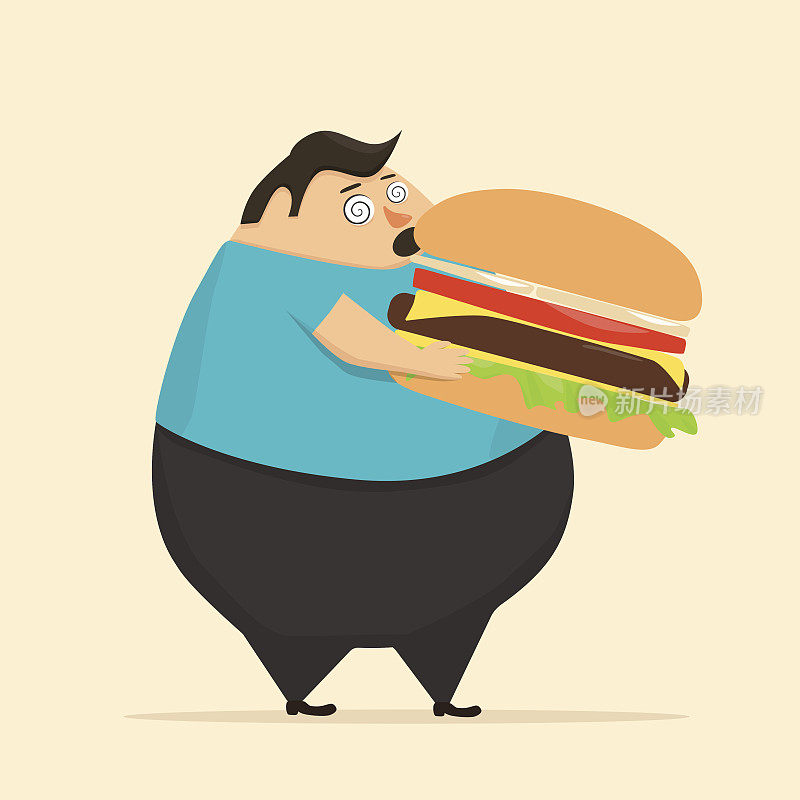 胖子在催眠状态下吃汉堡