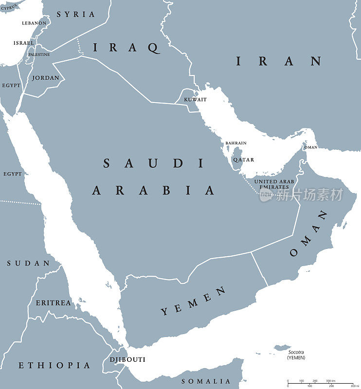 阿拉伯半岛国家政治地图