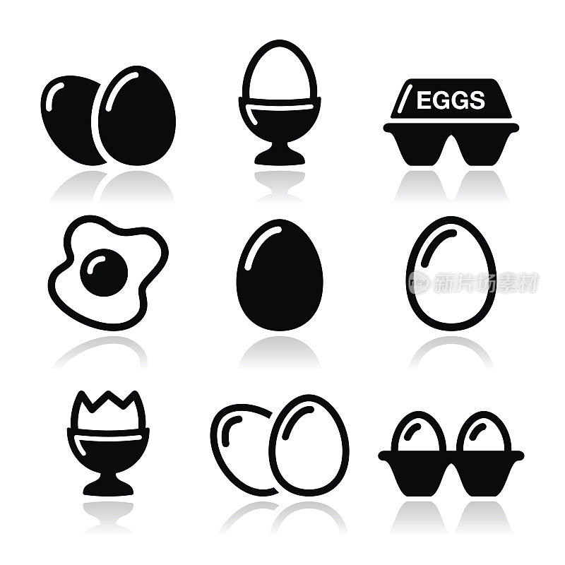 蛋，煎蛋，蛋盒图标集