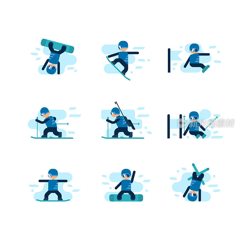 冬季奥运会。滑雪和滑板滑雪