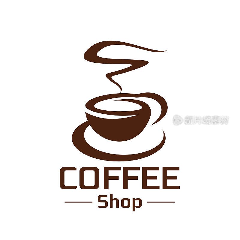 咖啡店咖啡杯蒸汽矢量图标