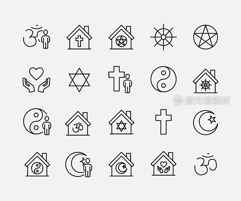 宗教相关的矢量图标集。