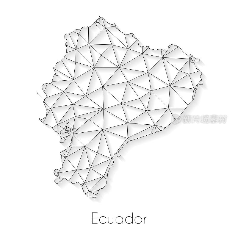 厄瓜多尔地图连接-白色背景上的网络网格