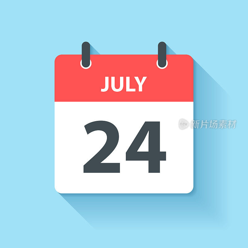 7月24日-日日历图标在平面设计风格