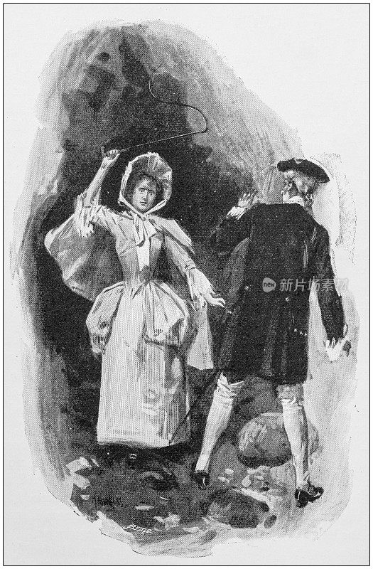 古董插图:拿鞭子的女人