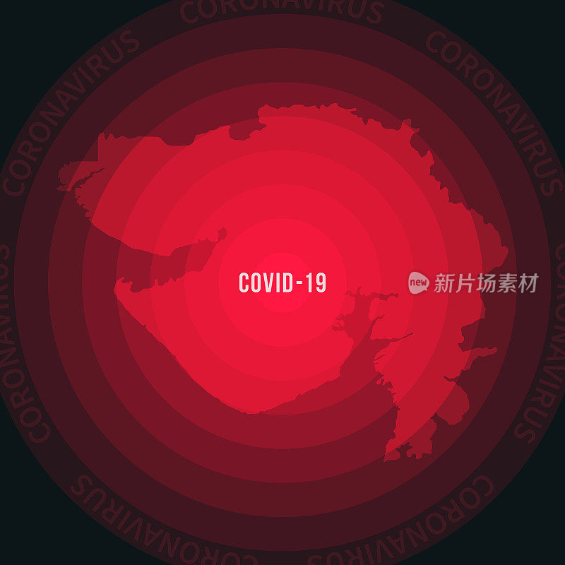 古吉拉特邦COVID-19传播地图。冠状病毒爆发