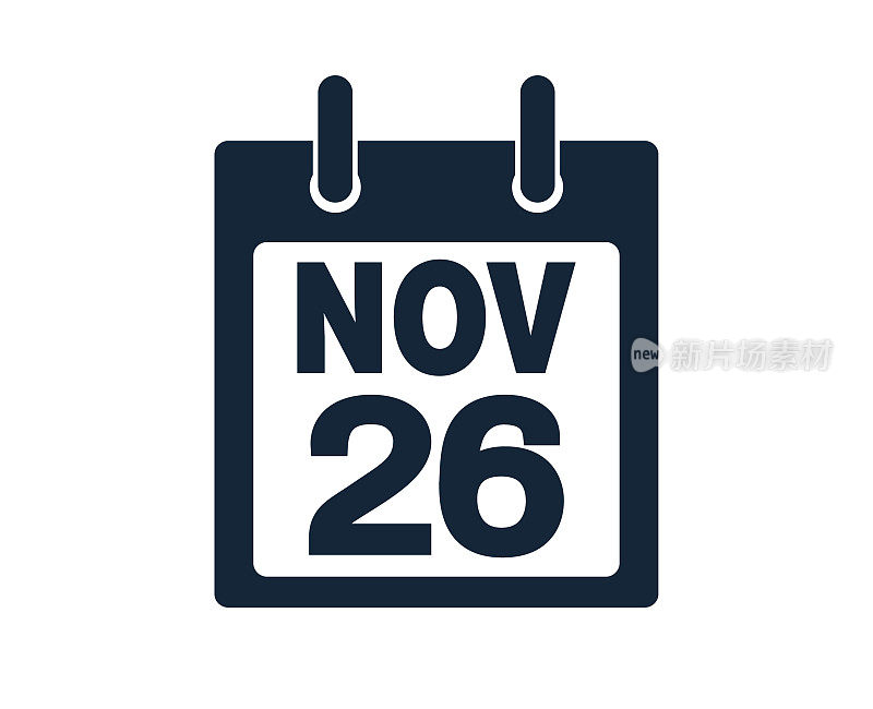 11月26日日历图标股票矢量插图
