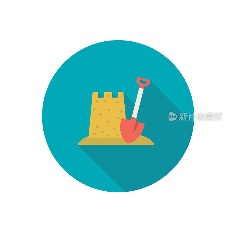 沙城堡夏季图标与阴影
