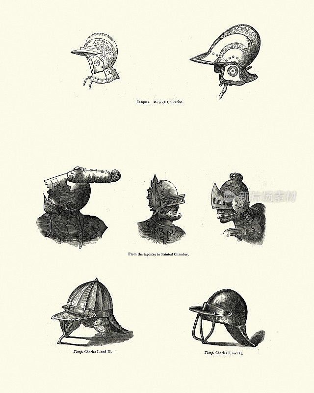 头盔风格的军事头盔，中世纪17世纪