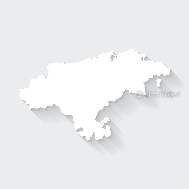 Cantabria地图与空白背景的长阴影-平面设计