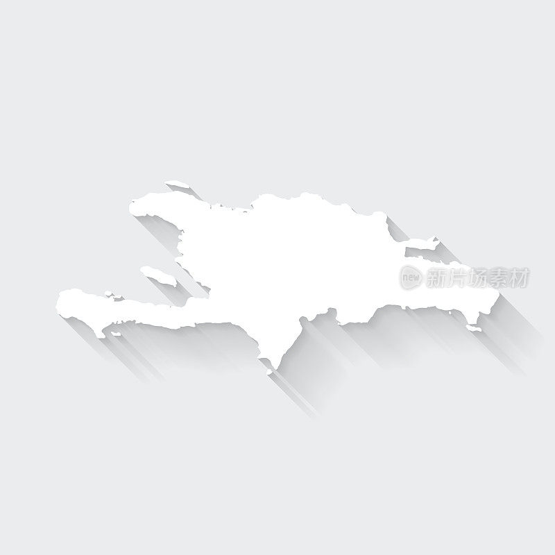 伊斯帕尼奥拉岛地图与空白背景的长阴影-平面设计