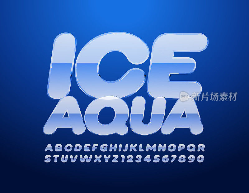 矢量冻结符号冰Aqua与冷字母和数字
