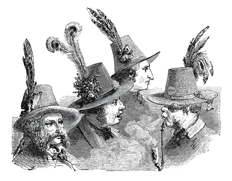 1863年一群戴着传统帽子的奥地利人