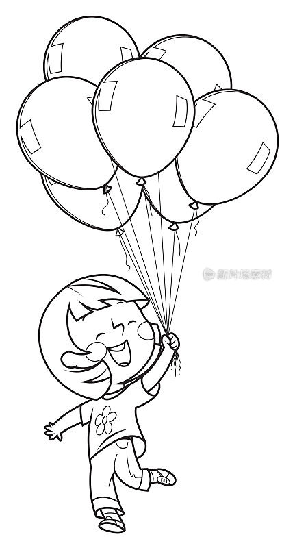 小女孩用气球