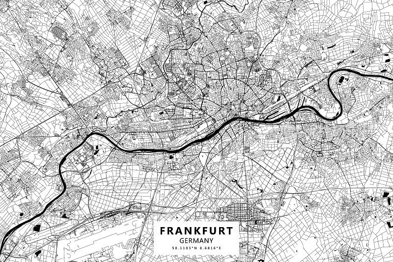 法兰克福，德国矢量地图