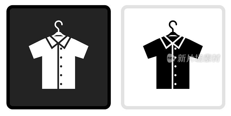 衬衫在衣架图标上的黑色按钮与白色翻转