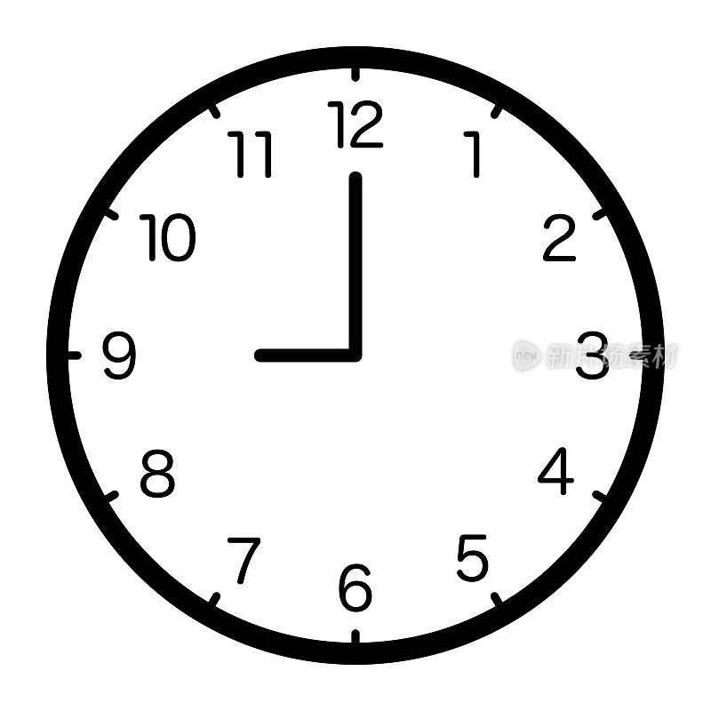 时钟孤立矢量插图。