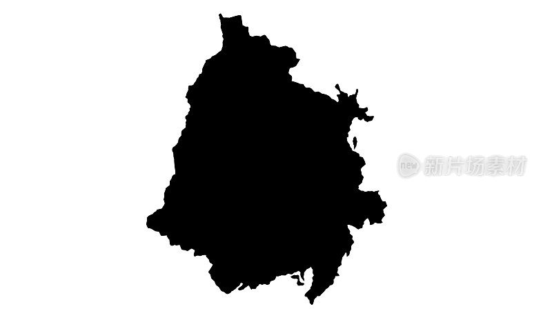 哥伦比亚布卡拉曼加市的黑色剪影地图