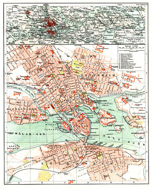 瑞典首都斯德哥尔摩地图1898年