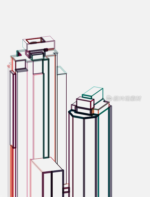 大胆的色彩城市建筑结构模型模式