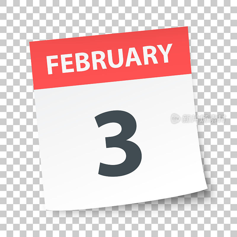 2月3日-每日日历在空白背景